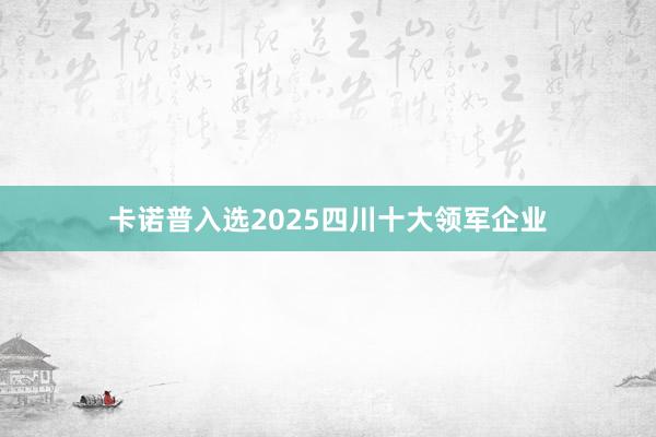 卡诺普入选2025四川十大领军企业