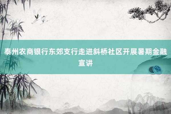 泰州农商银行东郊支行走进斜桥社区开展暑期金融宣讲