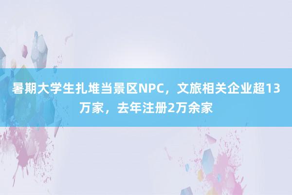 暑期大学生扎堆当景区NPC，文旅相关企业超13万家，去年注册2万余家