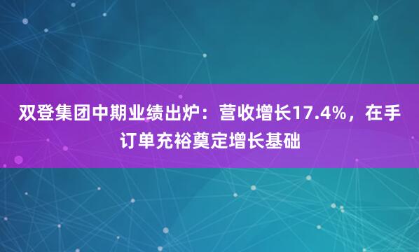 双登集团中期业绩出炉：营收增长17.4%，在手订单充裕奠定增长基础