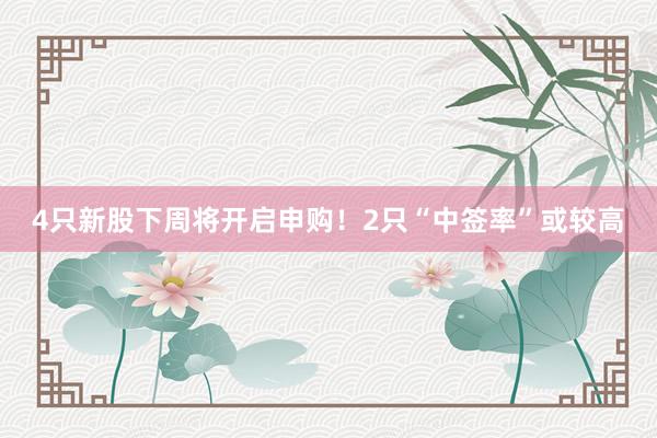 4只新股下周将开启申购！2只“中签率”或较高