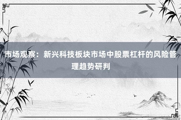 市场观察：新兴科技板块市场中股票杠杆的风险管理趋势研判