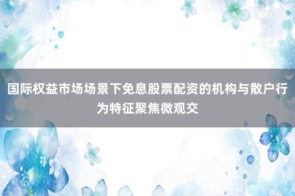 国际权益市场场景下免息股票配资的机构与散户行为特征聚焦微观交