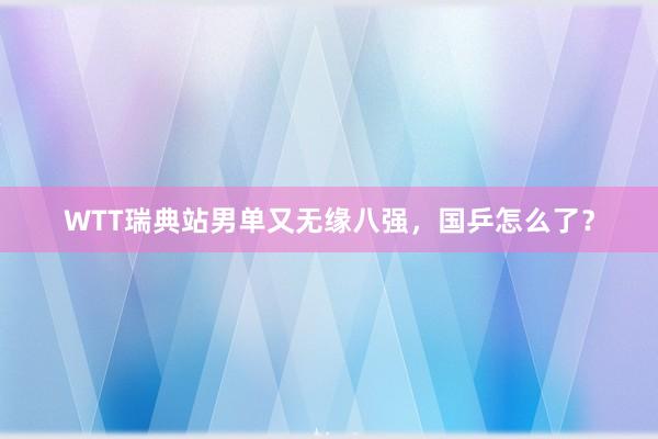 WTT瑞典站男单又无缘八强，国乒怎么了？