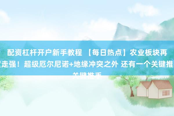 配资杠杆开户新手教程 【每日热点】农业板块再度走强！超级厄尔尼诺+地缘冲突之外 还有一个关键推手