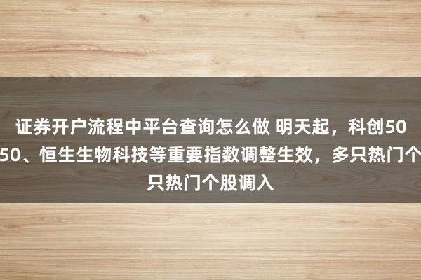 证券开户流程中平台查询怎么做 明天起，科创50、北证50、恒生生物科技等重要指数调整生效，多只热门个股调入