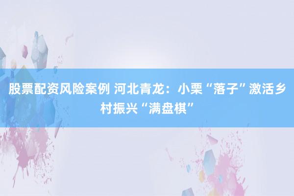 股票配资风险案例 河北青龙：小栗“落子”激活乡村振兴“满盘棋”